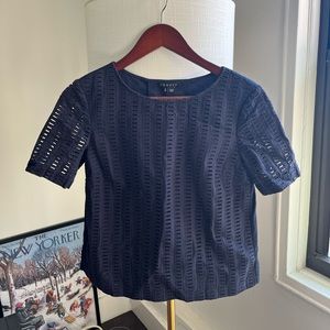 Theory Navy Short Sleeve Blouse